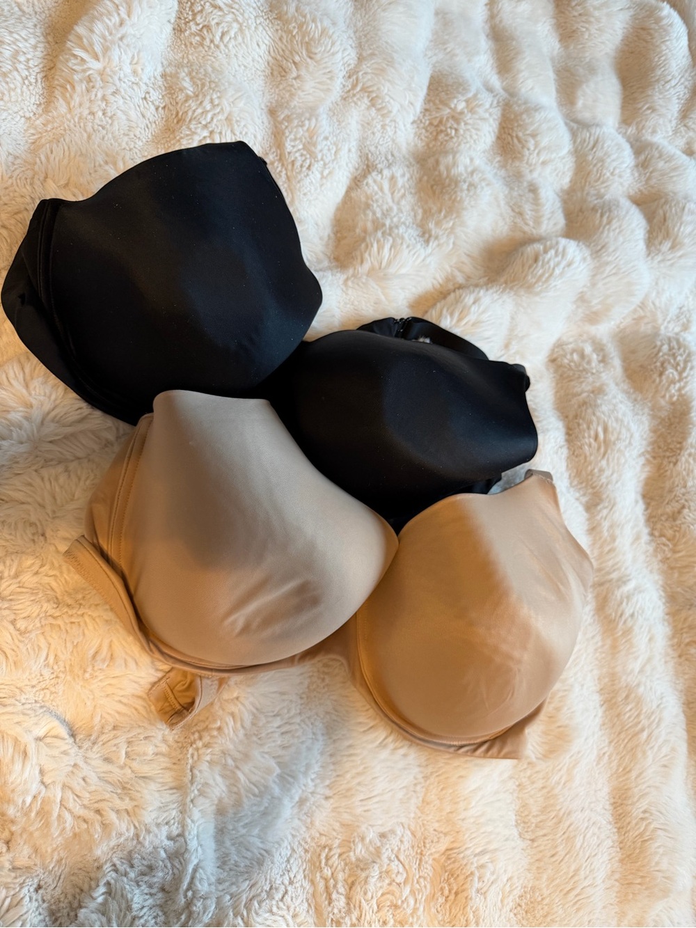 Auden 44DD Everyday T-Shirt Bras Black Nude Set of 2